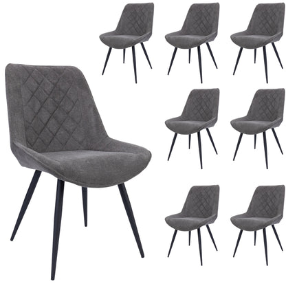 Helenium Dining Chair Set of 8 Fabric Seat with Metal Frame - Graphite - Cosy Abode