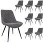 Helenium Dining Chair Set of 8 Fabric Seat with Metal Frame - Graphite - Cosy Abode