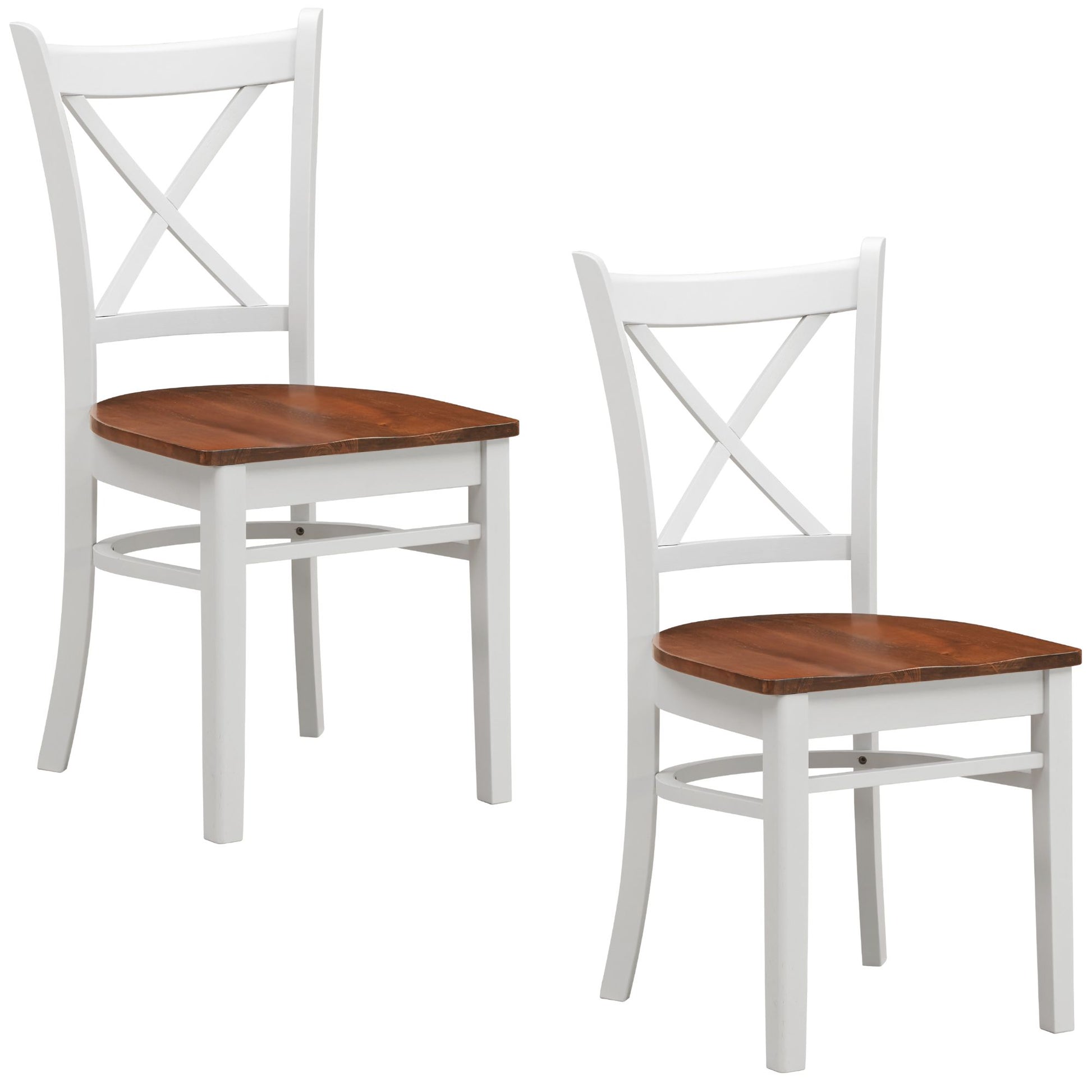 Lupin Dining Chair Set of 2 Crossback Solid Rubber Wood Furniture - White Oak - Cosy Abode