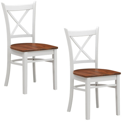 Lupin Dining Chair Set of 2 Crossback Solid Rubber Wood Furniture - White Oak - Cosy Abode