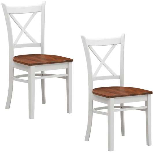 Lupin Dining Chair Set of 2 Crossback Solid Rubber Wood Furniture - White Oak - Cosy Abode