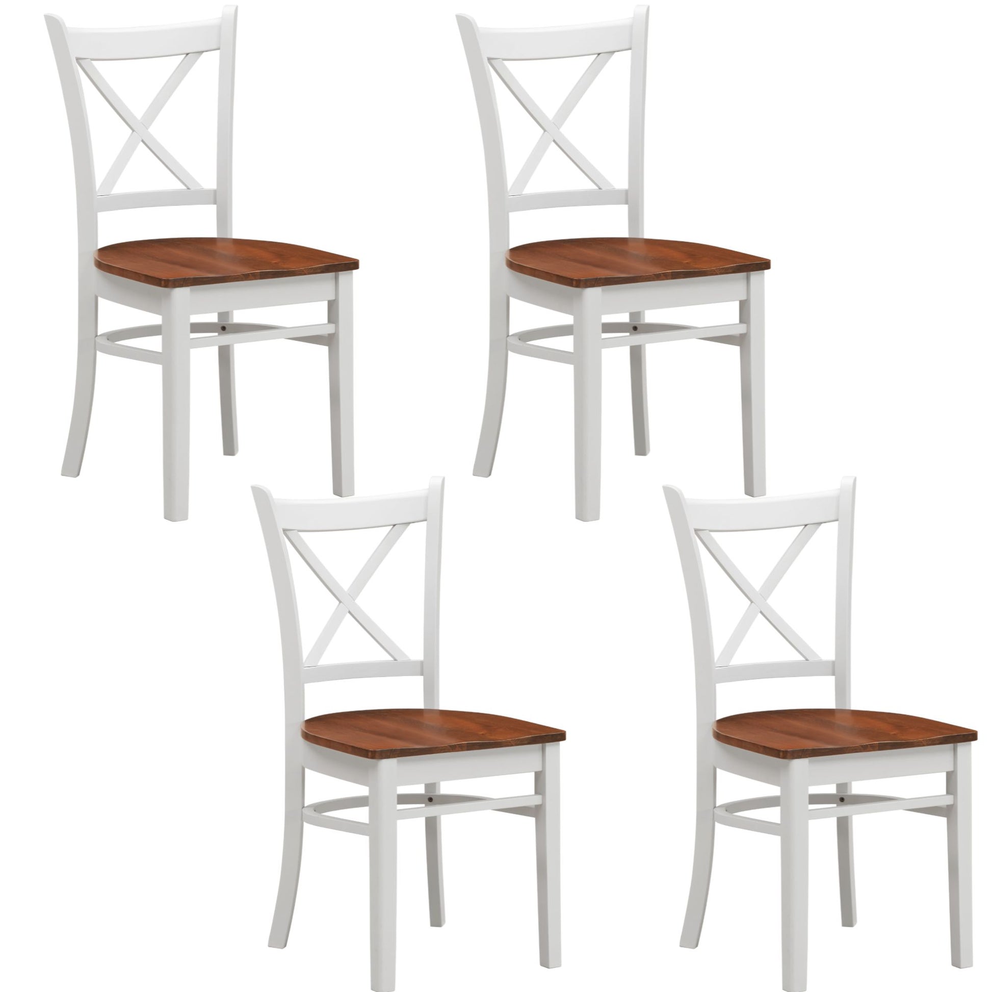 Lupin Dining Chair Set of 4 Crossback Solid Rubber Wood Furniture - White Oak - Cosy Abode
