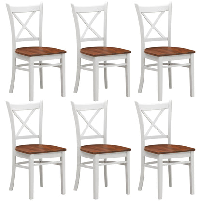 Lupin Dining Chair Set of 6 Crossback Solid Rubber Wood Furniture - White Oak - Cosy Abode