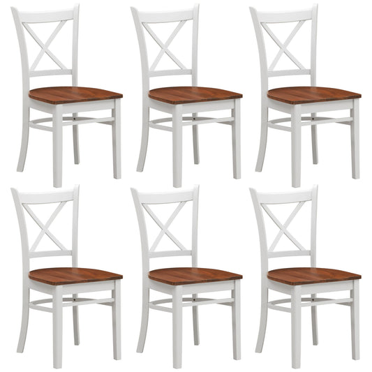 Lupin Dining Chair Set of 6 Crossback Solid Rubber Wood Furniture - White Oak - Cosy Abode