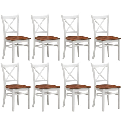 Lupin Dining Chair Set of 8 Crossback Solid Rubber Wood Furniture - White Oak - Cosy Abode