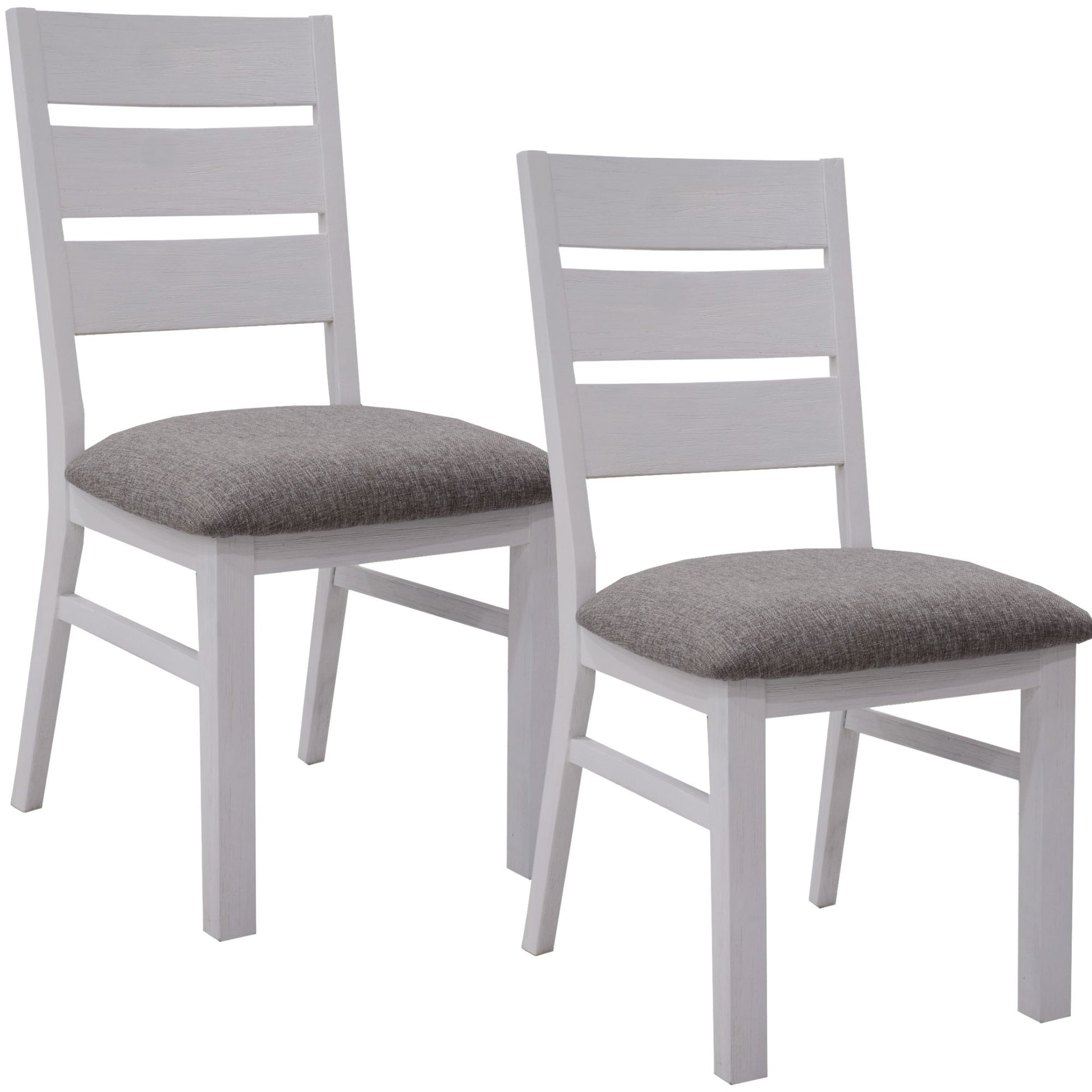 Plumeria Dining Chair Set of 2 Solid Acacia Wood Dining Furniture - White Brush - Cosy Abode