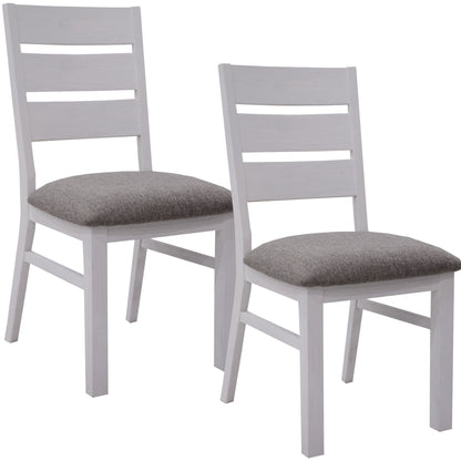 Plumeria Dining Chair Set of 2 Solid Acacia Wood Dining Furniture - White Brush - Cosy Abode