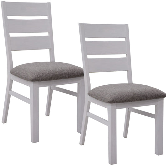 Plumeria Dining Chair Set of 2 Solid Acacia Wood Dining Furniture - White Brush - Cosy Abode
