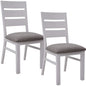 Plumeria Dining Chair Set of 2 Solid Acacia Wood Dining Furniture - White Brush - Cosy Abode