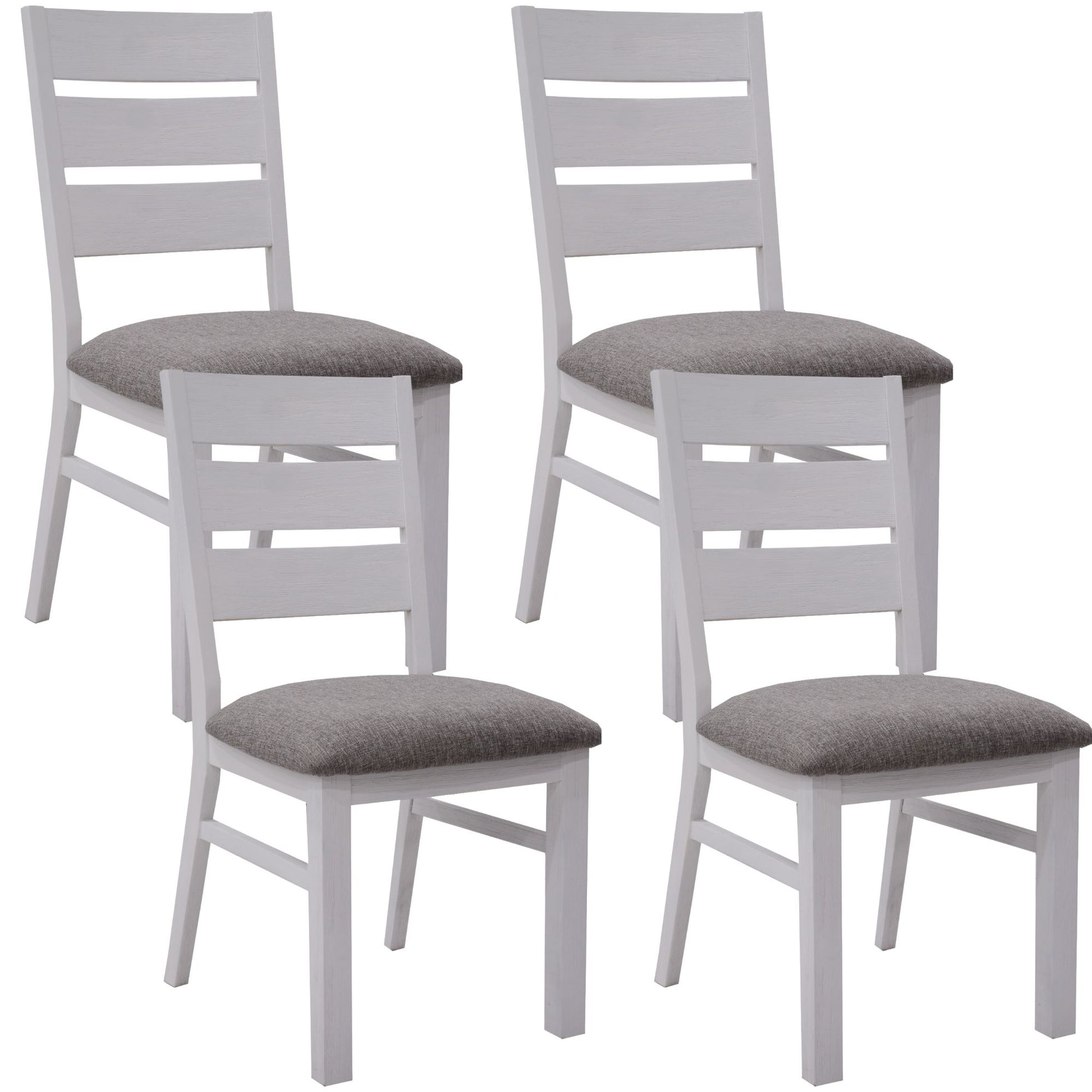 Plumeria Dining Chair Set of 4 Solid Acacia Wood Dining Furniture - White Brush - Cosy Abode