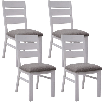 Plumeria Dining Chair Set of 4 Solid Acacia Wood Dining Furniture - White Brush - Cosy Abode