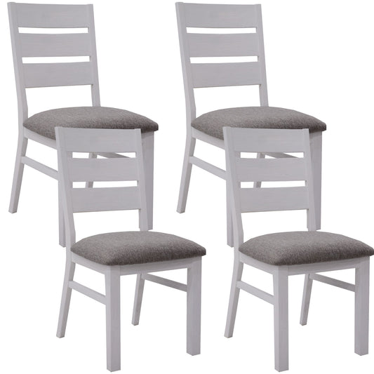 Plumeria Dining Chair Set of 4 Solid Acacia Wood Dining Furniture - White Brush - Cosy Abode