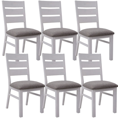 Plumeria Dining Chair Set of 6 Solid Acacia Wood Dining Furniture - White Brush - Cosy Abode