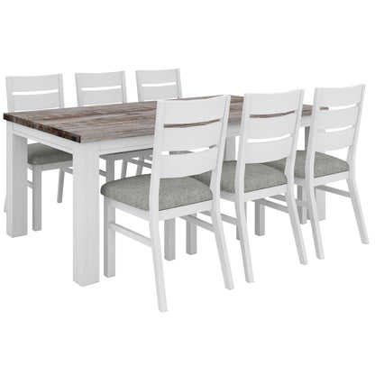 Plumeria Dining Chair Set of 6 Solid Acacia Wood Dining Furniture - White Brush - Cosy Abode