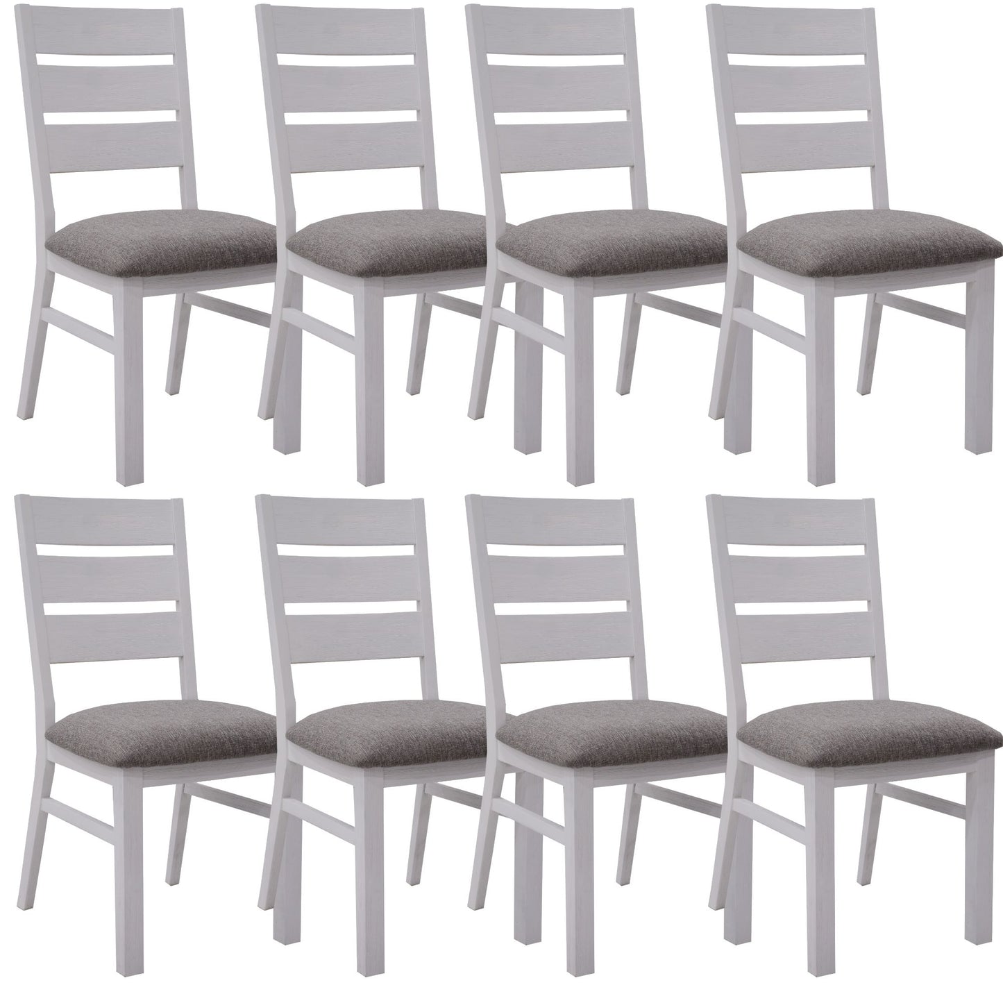 Plumeria Dining Chair Set of 8 Solid Acacia Wood Dining Furniture - White Brush - Cosy Abode