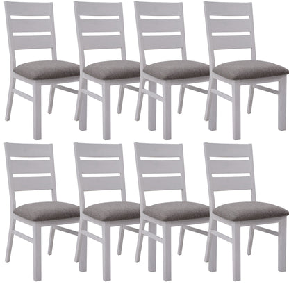Plumeria Dining Chair Set of 8 Solid Acacia Wood Dining Furniture - White Brush - Cosy Abode