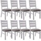 Plumeria Dining Chair Set of 8 Solid Acacia Wood Dining Furniture - White Brush - Cosy Abode