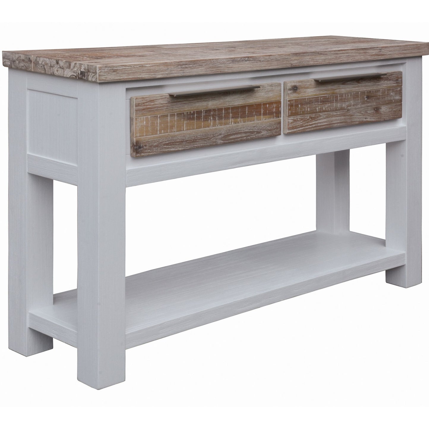 Plumeria Console Hallway Entry Table 130cm Solid Acacia Timber Wood -White Brush - Cosy Abode