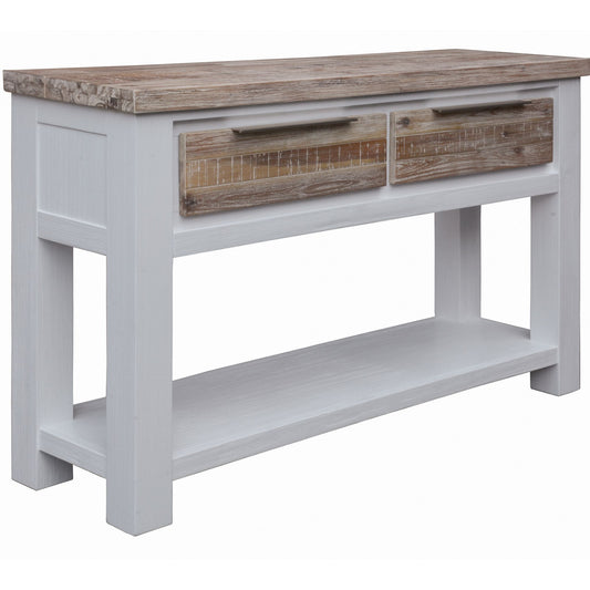 Plumeria Console Hallway Entry Table 130cm Solid Acacia Timber Wood -White Brush - Cosy Abode