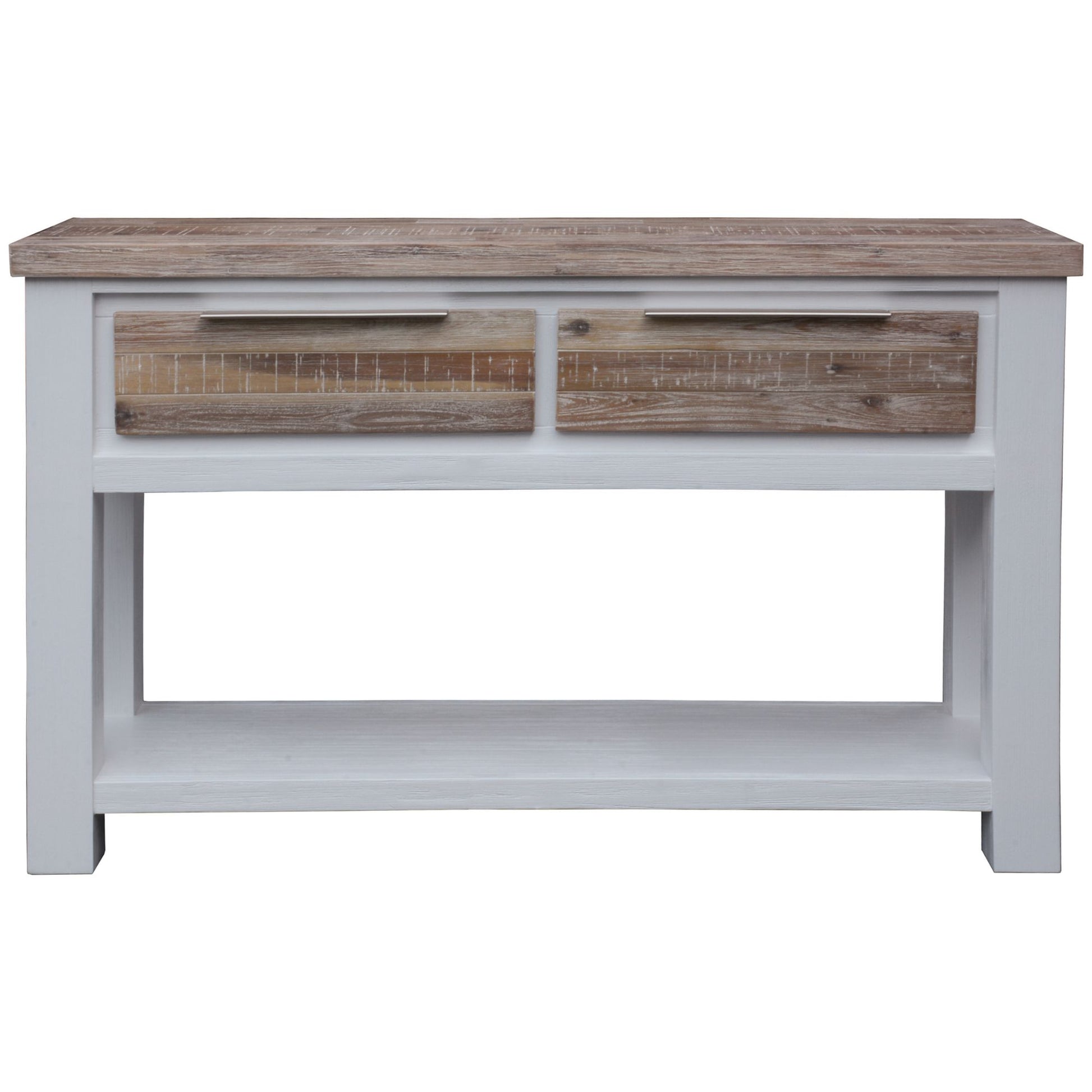Plumeria Console Hallway Entry Table 130cm Solid Acacia Timber Wood -White Brush - Cosy Abode