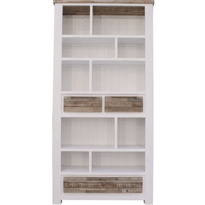 Plumeria Bookshelf 200cm Bookcase Display Unit Solid Acacia Timber Wood - Cosy Abode