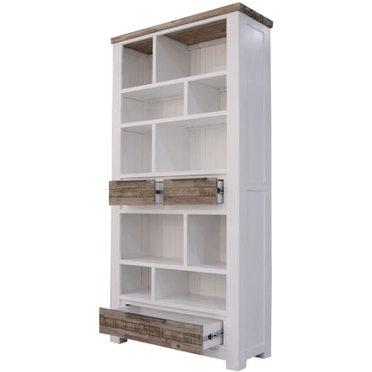 Plumeria Bookshelf 200cm Bookcase Display Unit Solid Acacia Timber Wood - Cosy Abode