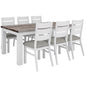 Plumeria 7pc Dining Set 190cm Table 6 Chair Solid Acacia Wood - White Brush - Cosy Abode