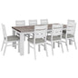 Plumeria 9pc Dining Set 225cm Table 8 Chair Solid Acacia Wood - White Brush - Cosy Abode