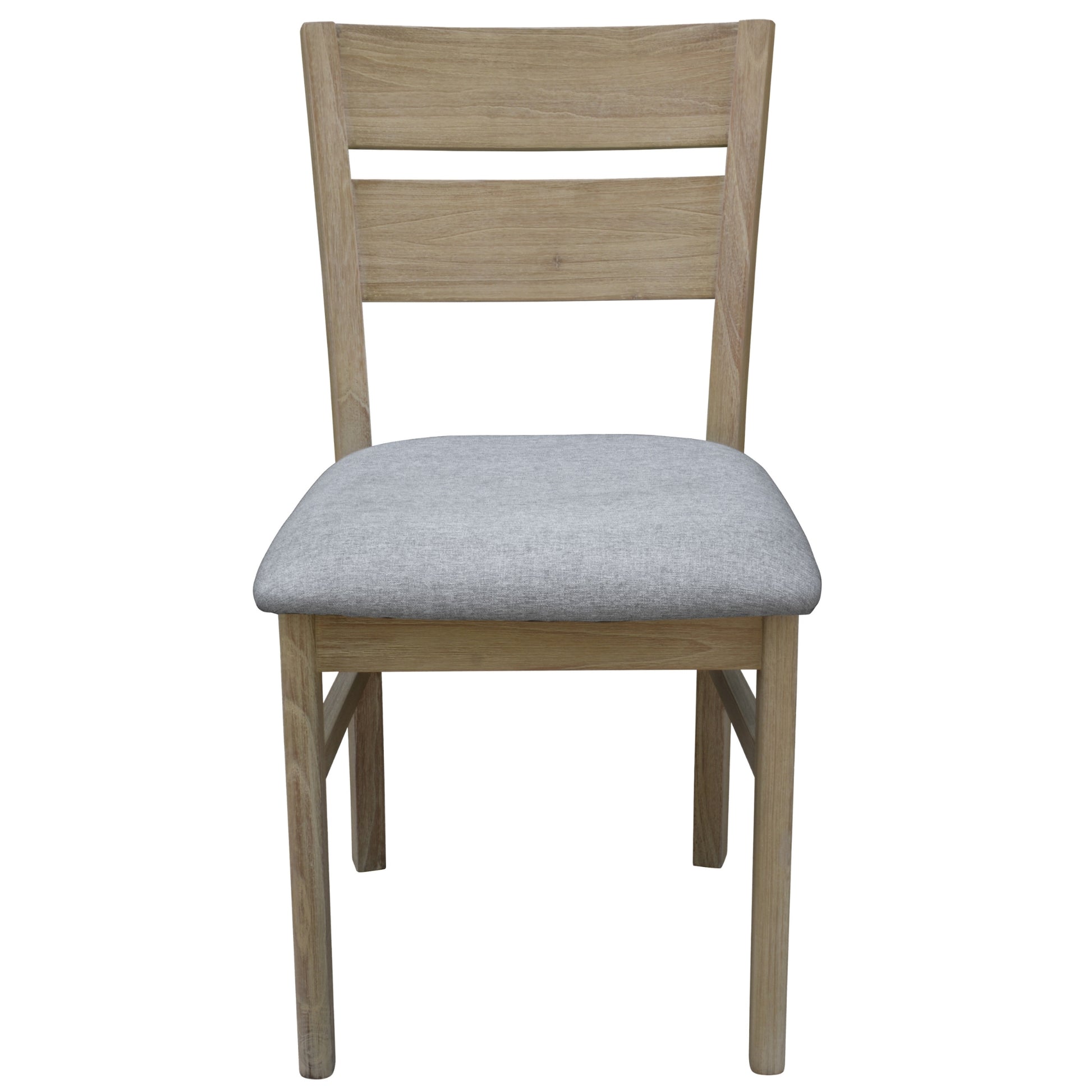 Tyler 2pc Set Dining Chair Fabric Seat Solid Acacia Timber Wood Brushed Smoke - Cosy Abode