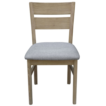 Tyler 2pc Set Dining Chair Fabric Seat Solid Acacia Timber Wood Brushed Smoke - Cosy Abode