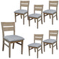 Tyler 6pc Set Dining Chair Fabric Seat Solid Acacia Timber Wood Brushed Smoke - Cosy Abode