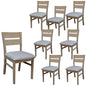 Tyler 8pc Set Dining Chair Fabric Seat Solid Acacia Timber Wood Brushed Smoke - Cosy Abode