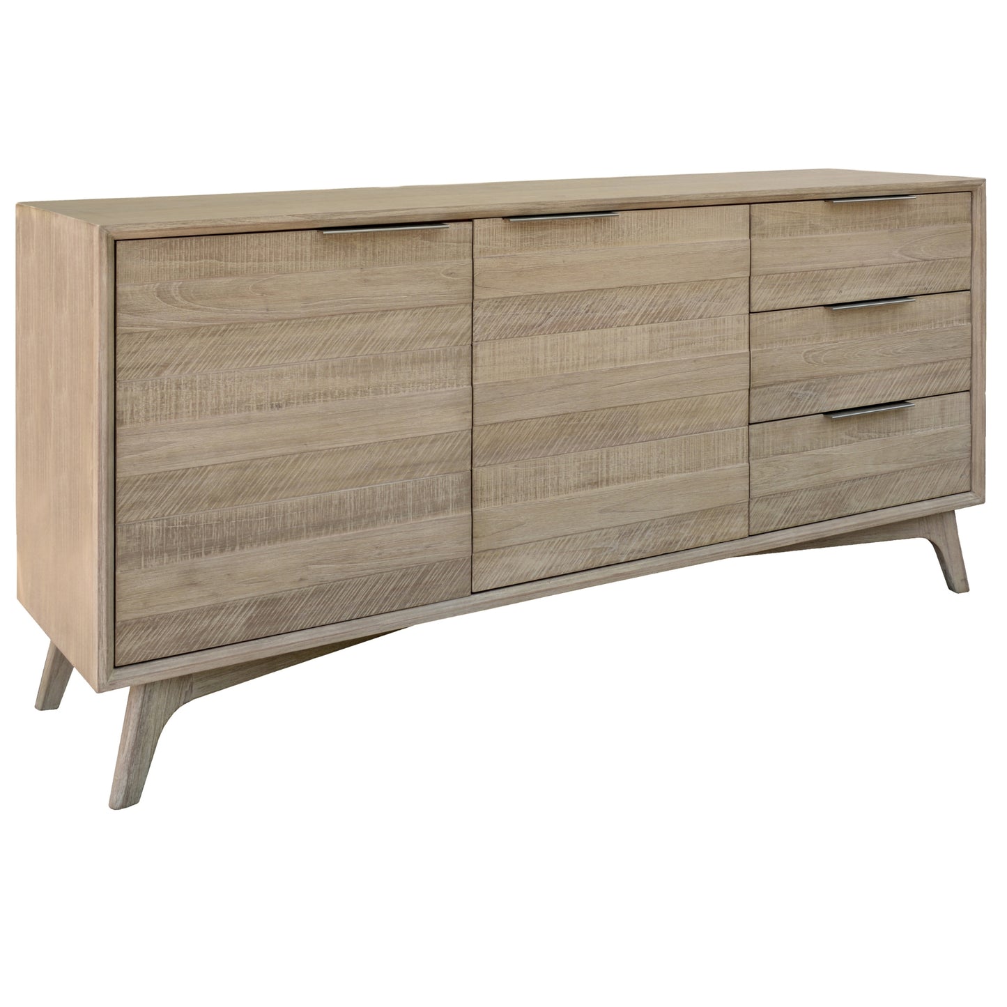 Tyler 166cm Buffet Table 2 Door 3 Drawer Solid Acacia Timber Brushed Smoke - Cosy Abode