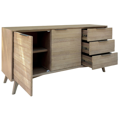 Tyler 166cm Buffet Table 2 Door 3 Drawer Solid Acacia Timber Brushed Smoke - Cosy Abode