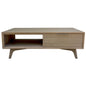 Tyler 130cm Coffee Table 2 Drawer Solid Acacia Timber Brushed Smoke - Cosy Abode