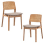 Emilio 2pc Set Dining Chair Fabric Seat Scandinavian Style Solid Ash Wood Oak - Cosy Abode