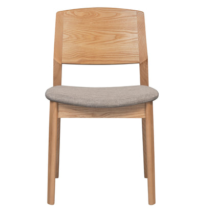 Emilio 2pc Set Dining Chair Fabric Seat Scandinavian Style Solid Ash Wood Oak - Cosy Abode