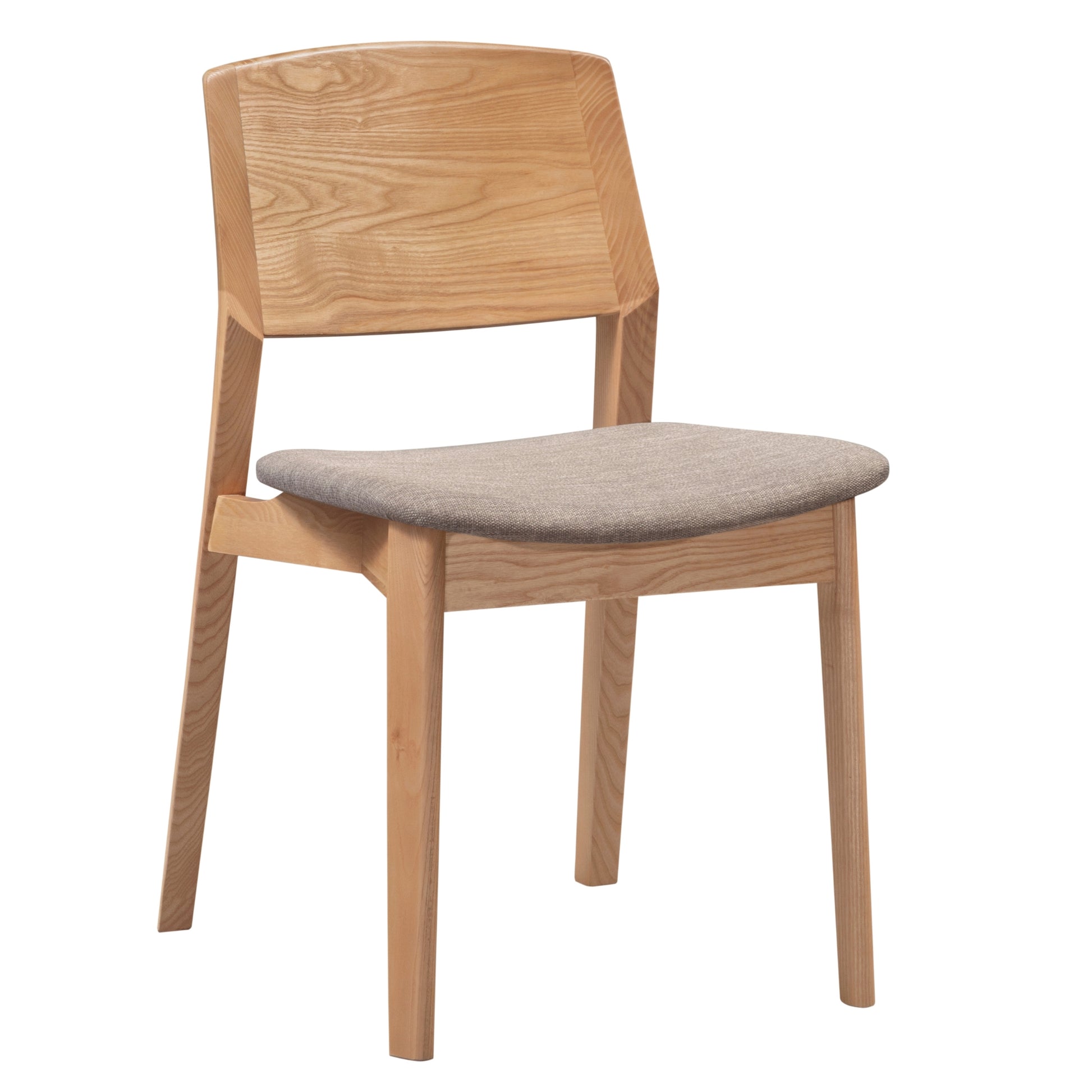Emilio 2pc Set Dining Chair Fabric Seat Scandinavian Style Solid Ash Wood Oak - Cosy Abode