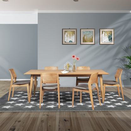 Emilio 8pc Set Dining Chair Fabric Seat Scandinavian Style Solid Ash Wood Oak - Cosy Abode