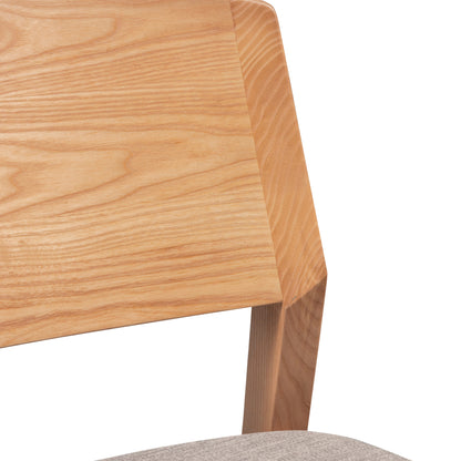 Emilio 8pc Set Dining Chair Fabric Seat Scandinavian Style Solid Ash Wood Oak - Cosy Abode