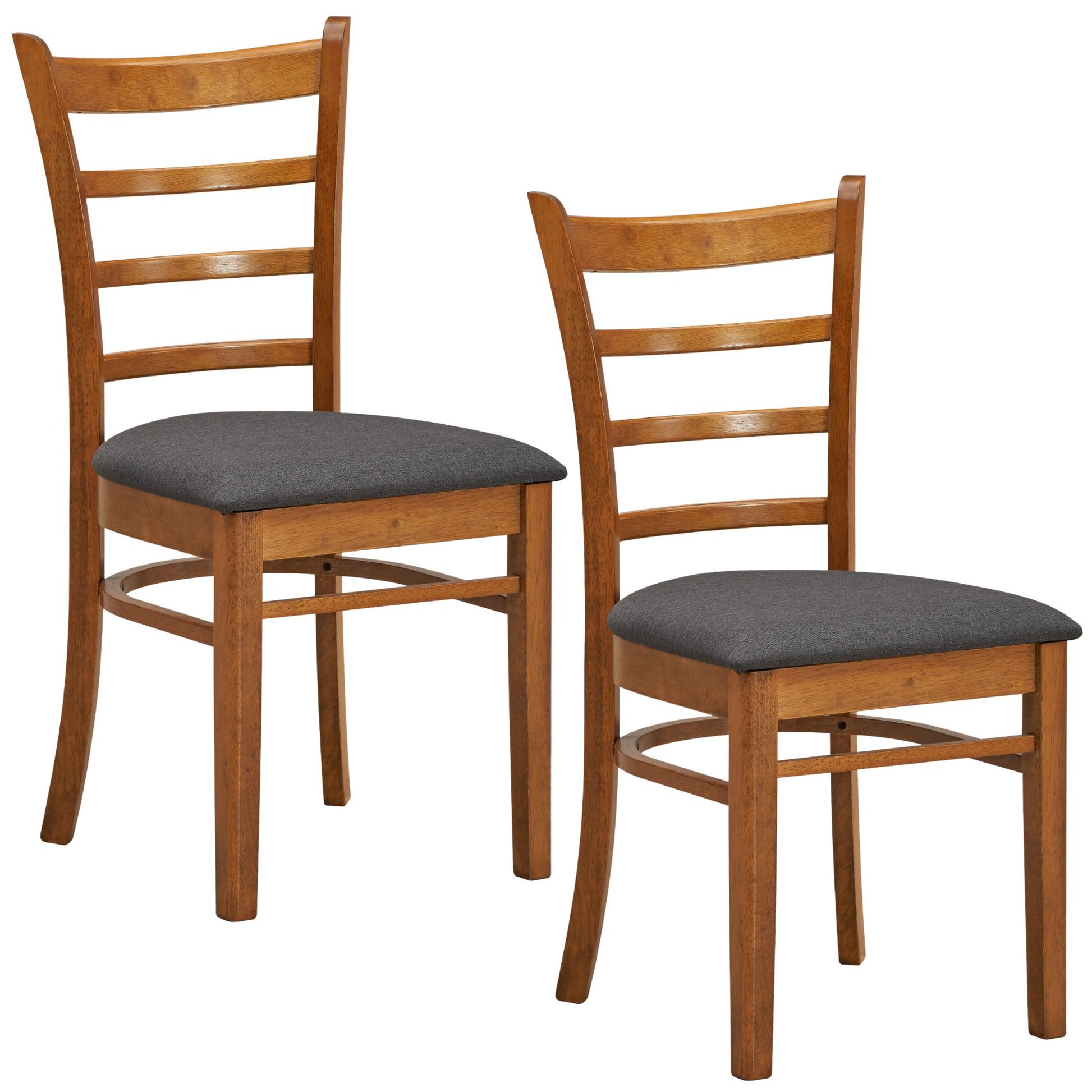 Linaria Dining Chair Set of 2 Crossback Solid Rubber Wood Fabric Seat - Walnut - Cosy Abode