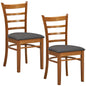 Linaria Dining Chair Set of 2 Crossback Solid Rubber Wood Fabric Seat - Walnut - Cosy Abode