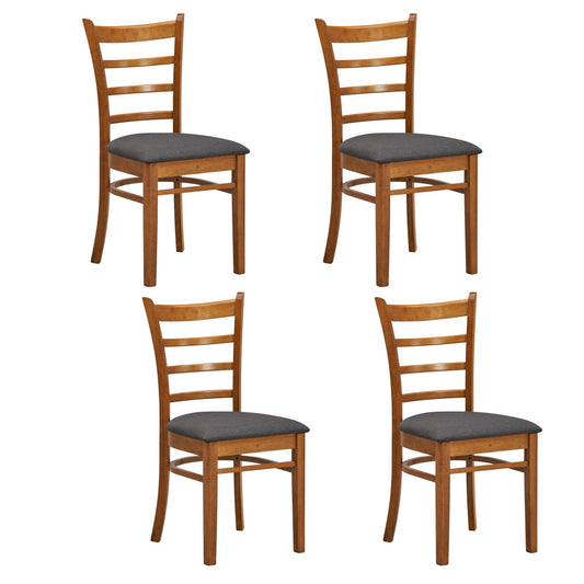 Linaria Dining Chair Set of 4 Crossback Solid Rubber Wood Fabric Seat - Walnut - Cosy Abode