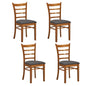 Linaria Dining Chair Set of 4 Crossback Solid Rubber Wood Fabric Seat - Walnut - Cosy Abode