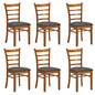 Linaria Dining Chair Set of 6 Crossback Solid Rubber Wood Fabric Seat - Walnut - Cosy Abode