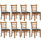 Linaria Dining Chair Set of 8 Crossback Solid Rubber Wood Fabric Seat - Walnut - Cosy Abode