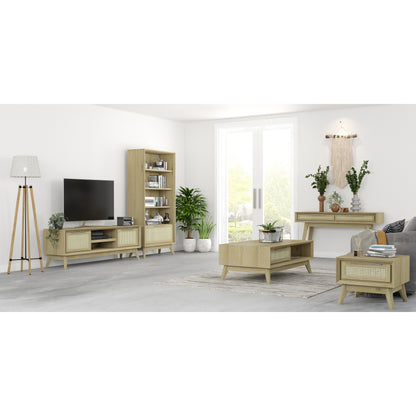 Grevillea Bookshelf Bookcase 4 Tier Drawers Solid Acacia Timber Wood - Brown - Cosy Abode