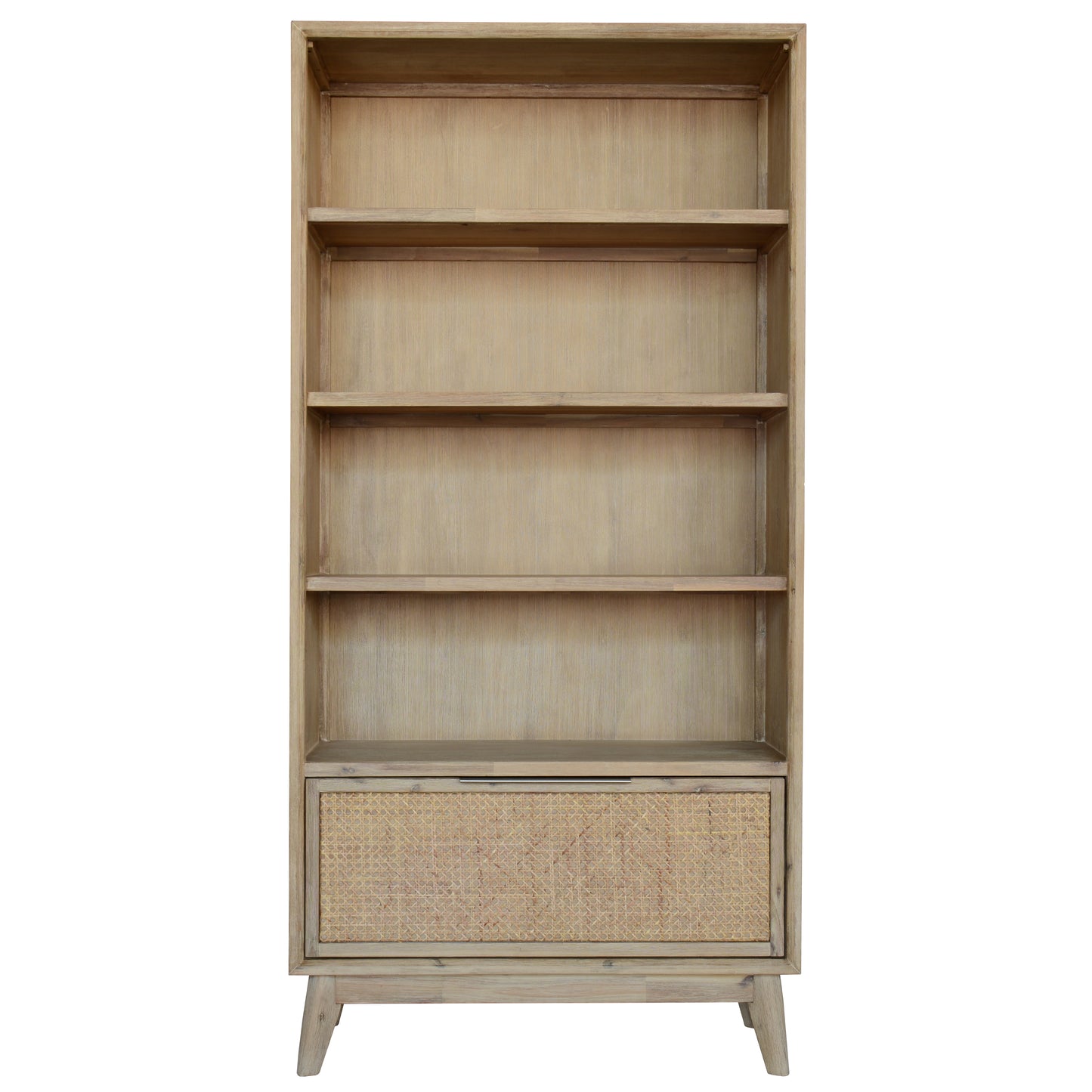 Grevillea Bookshelf Bookcase 4 Tier Drawers Solid Acacia Timber Wood - Brown - Cosy Abode