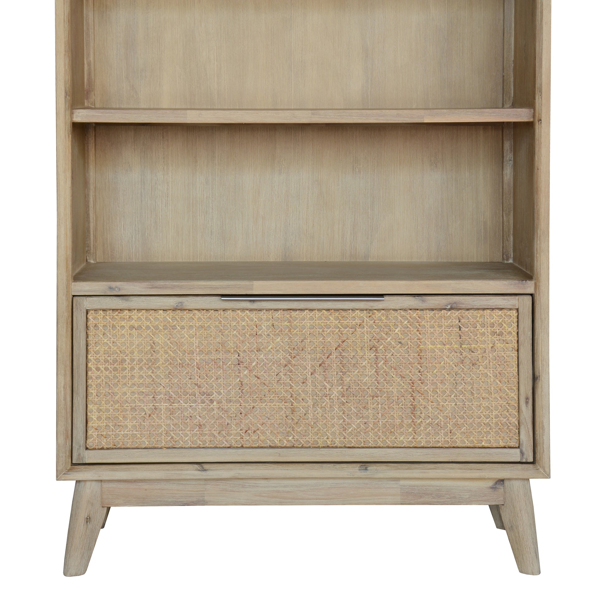 Grevillea Bookshelf Bookcase 4 Tier Drawers Solid Acacia Timber Wood - Brown - Cosy Abode