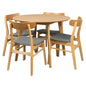 Oscar 5pc Breakfast Nook Set 100cm Round Table with 4 Fabric Chairs - Cosy Abode